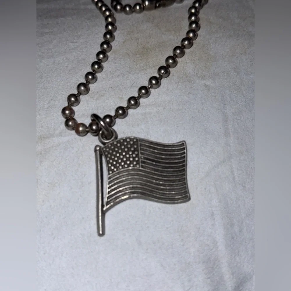 Silver American Flag Necklace